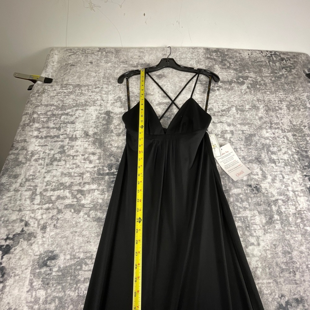 Julie Brown Designs Women M Maxi Dress Solid Black Elegant Cross Back Cocktail - Picture 6 of 13